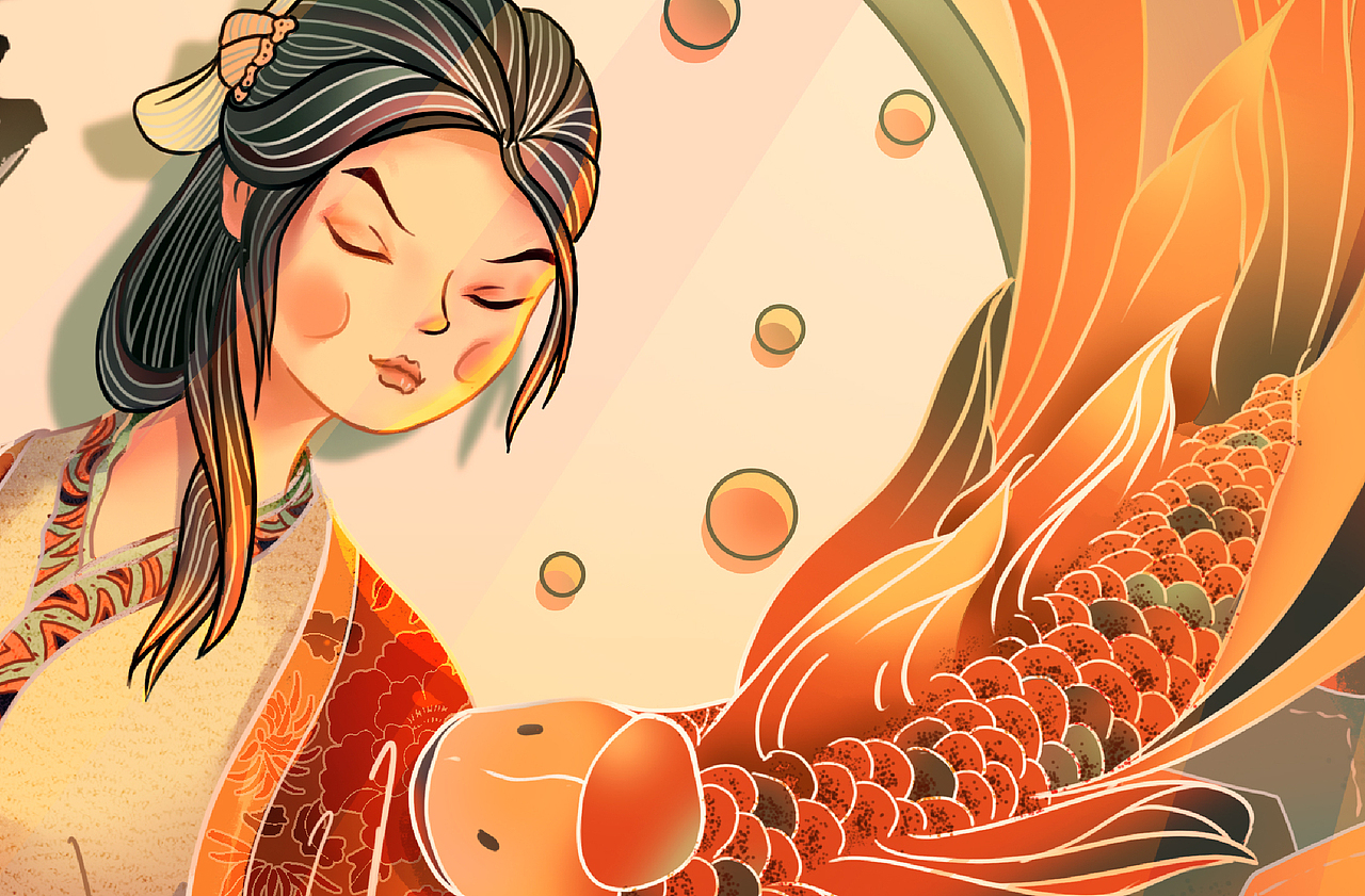 氛围感国风场景插画-桨声灯影游（图ZMzIxOTA2MTk2） - 创作习作 - 站酷设计师mony墨拟原创素材 - 站酷ZCOOL