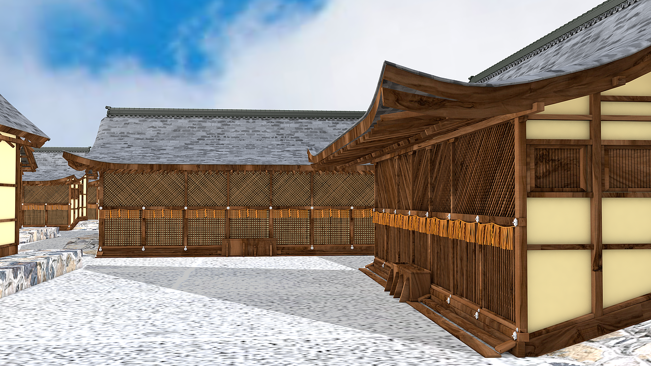 中国风街区场景渲染