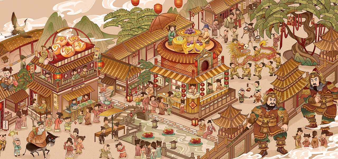 萌神喜迎春|国潮长卷-美味糕点包装