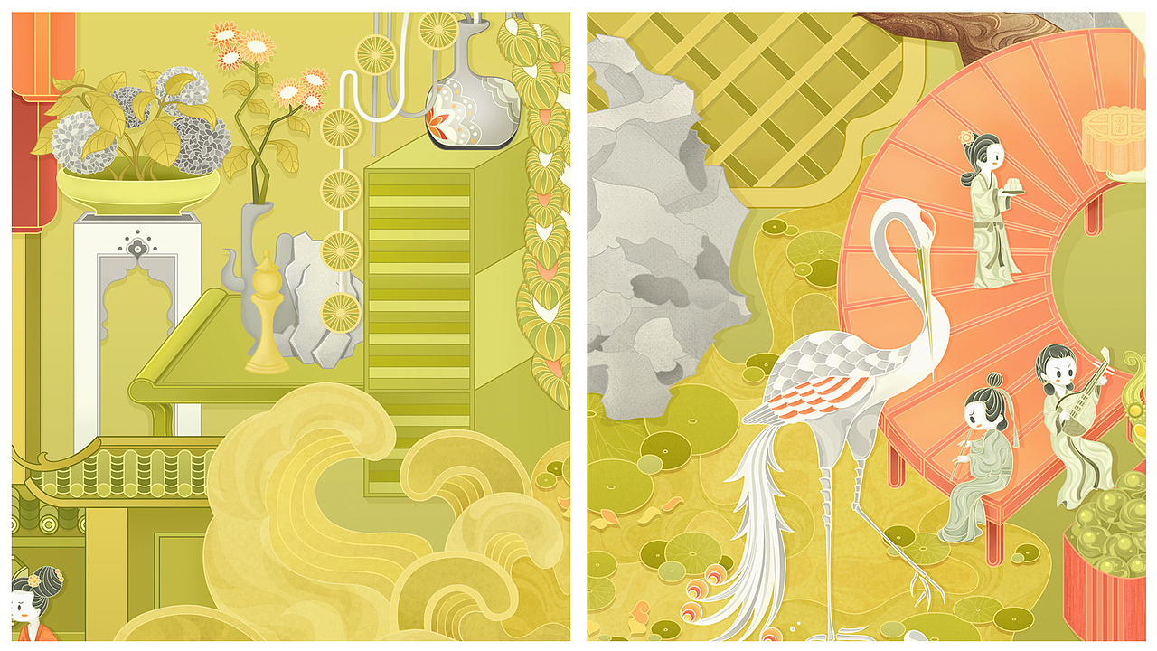 宫廷中秋节长卷（图ZMzYzNDIxODAw） - 商业插画 - 站酷设计师浊四原创素材 - 站酷ZCOOL