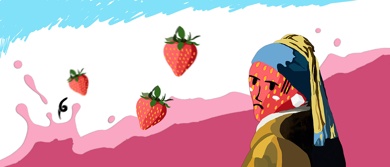 带椰果耳环的草莓