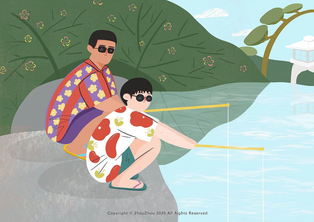 菊次郎的夏天 插画（图ZMjIxODcwNDI4） - 艺术插画 - 站酷设计师周小岛zz原创素材 - 站酷ZCOOL