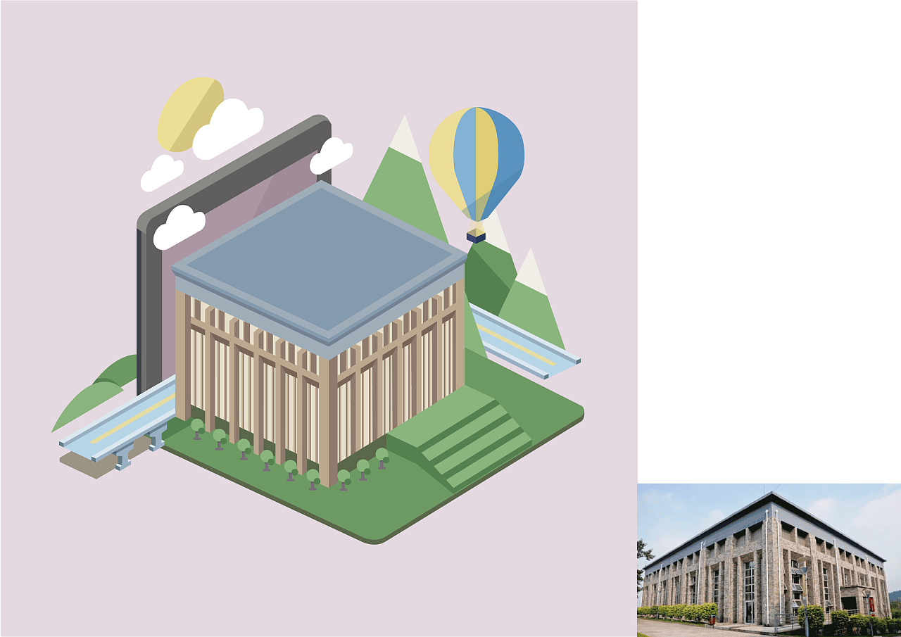 广东东软学院教学楼写生插画习作二