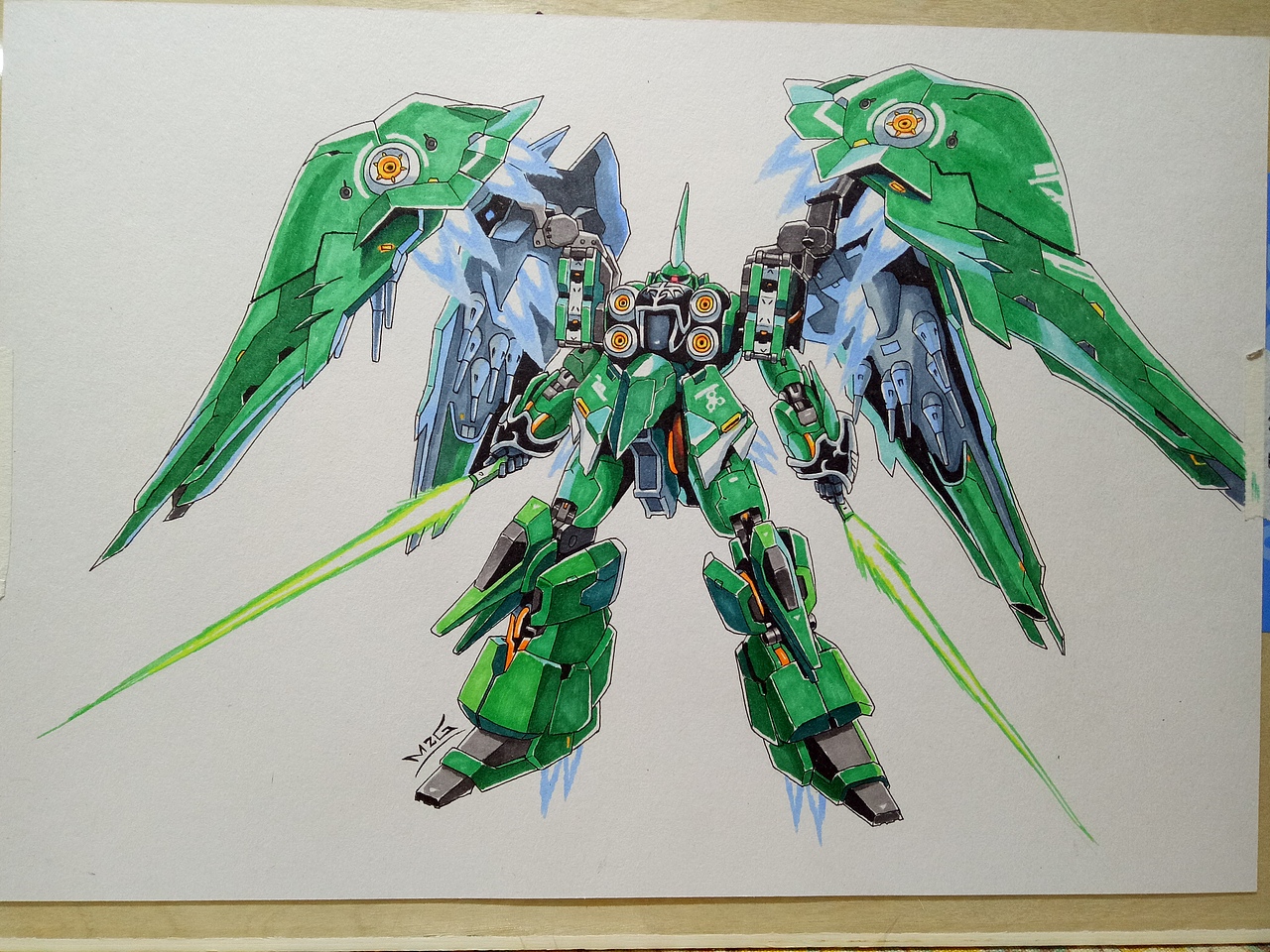 彩铅骑士柱标签刹帝利高达马克笔手绘霸气作品信息创作时间2019/12/26