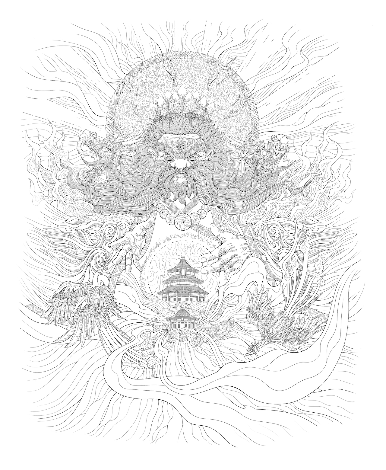 天坛之太阳星君（图ZMjc1NzM3MTI0） - 商业插画 - 站酷设计师西渔JM原创素材 - 站酷ZCOOL