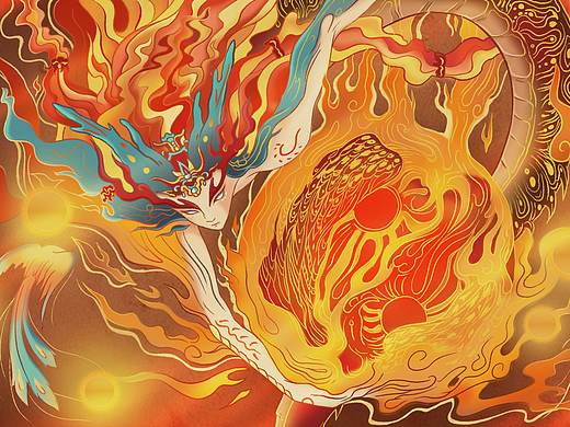 中国风创意古风插画-会员卡（石-玉-荷花-龙）