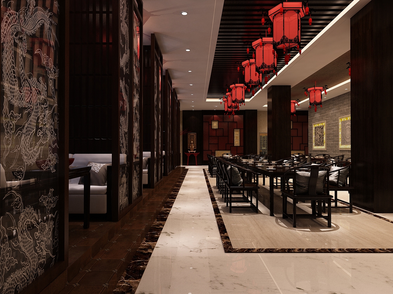 大型中式餐厅设计（图ZNDk5NDY1NTI=） - 家装设计 - 站酷设计师张璞原创素材 - 站酷ZCOOL