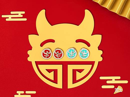 【珠宝摄影】牛年大吉 耳钉耳环手链项链首饰饰品红金
