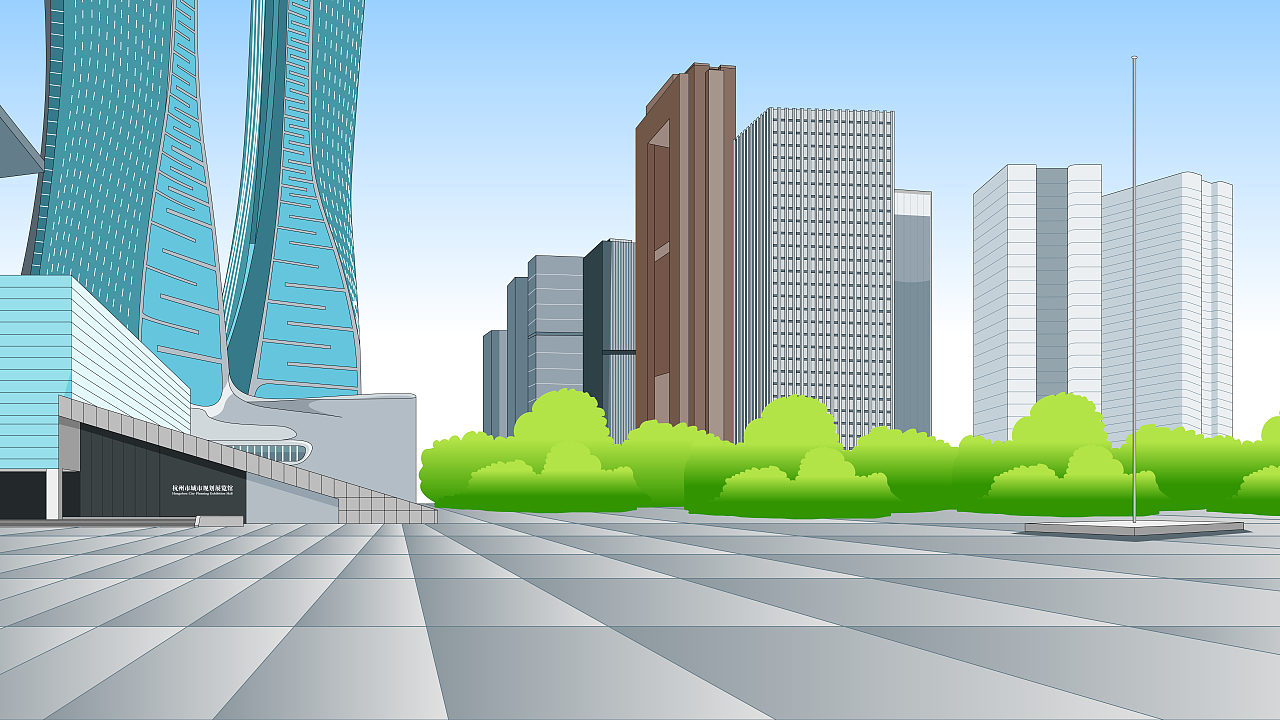 城市中心广场-1|插画|创作习作|mwt6461 - 原创作品 - 站酷 (zcool)