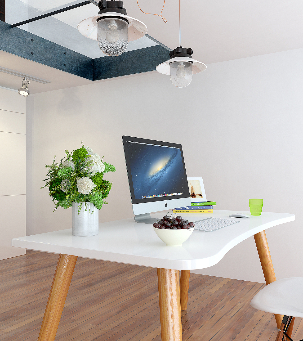 电脑桌3D 建模渲染