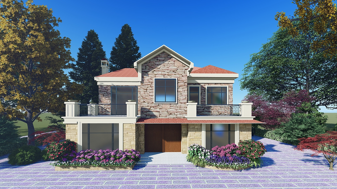 自建别墅外立面效果图展示_诉的景观设计-站酷zcool