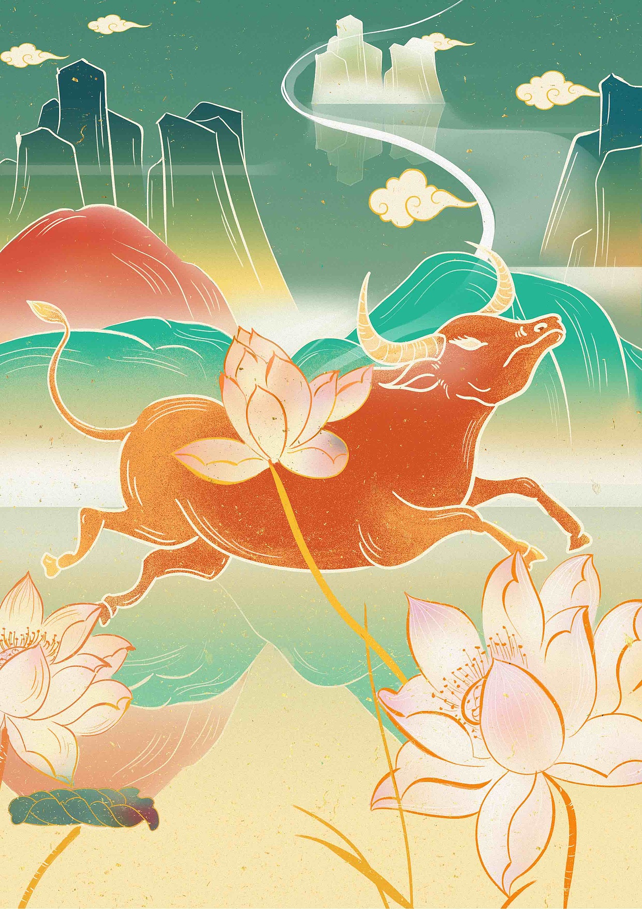 牛年插画（图ZMjM3MjE4MzY0） - 商业插画 - 站酷设计师4400_原创素材 - 站酷ZCOOL