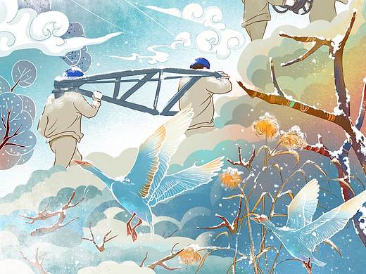 节气插画小寒国风练习