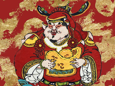 【南记手绘·不二堂·甲辰年画·财神】