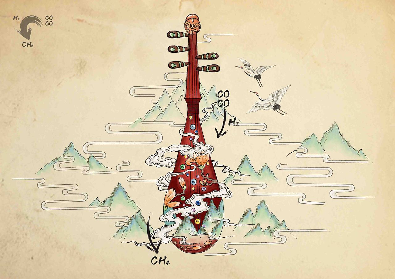 中国风科研插画