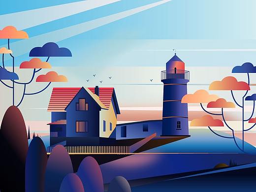 静谧村庄插画练习