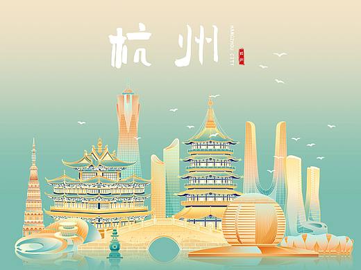 杭州印象——国风城市插画