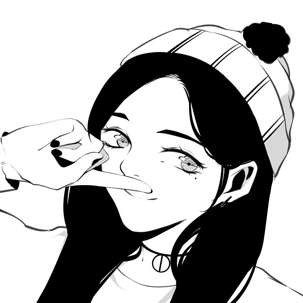 手绘黑白头像