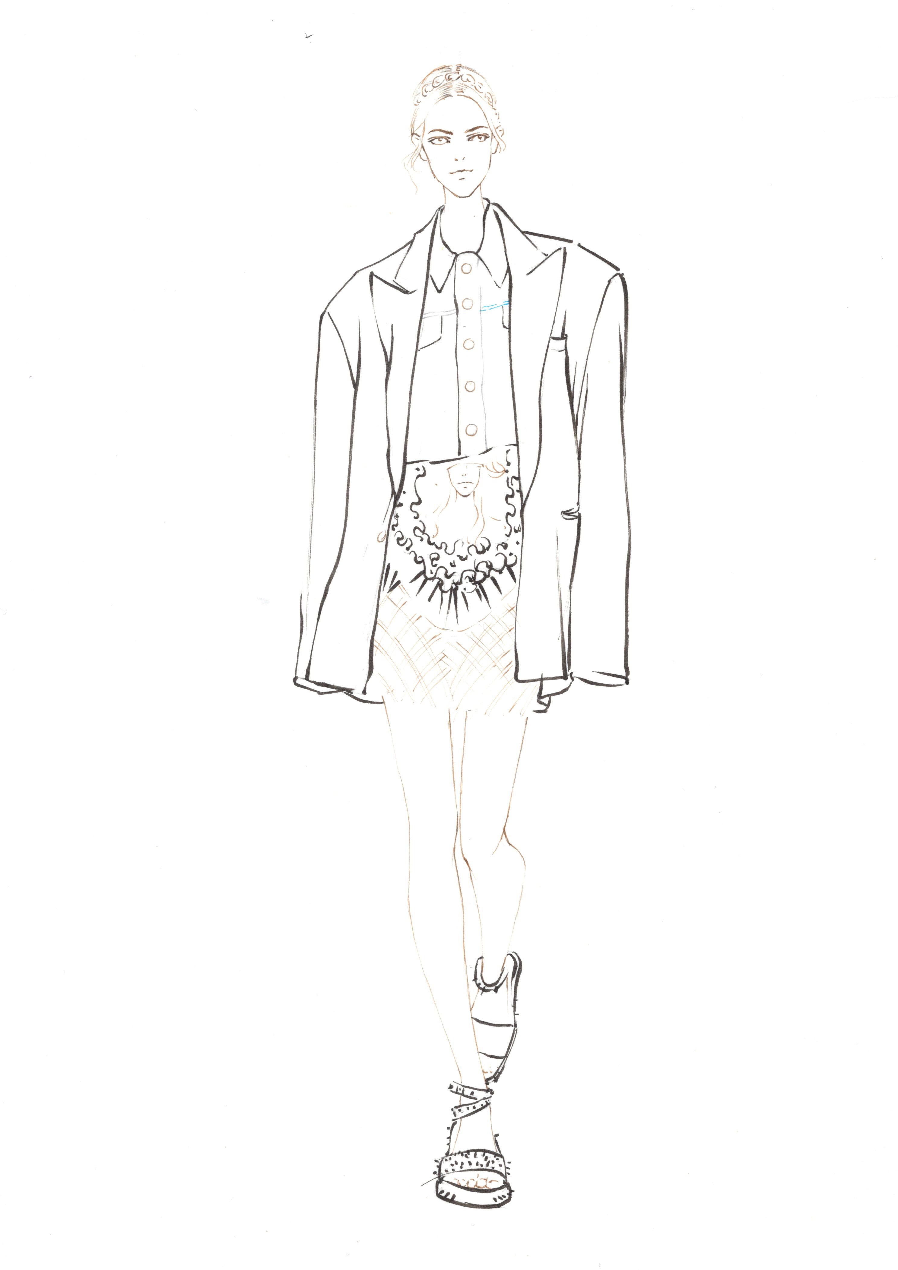 马克笔时装画步骤图～牛仔|服装|休闲/流行服饰|零一手绘 - 原创作品