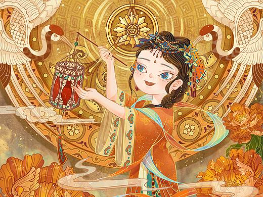 中秋节×元宵节插画