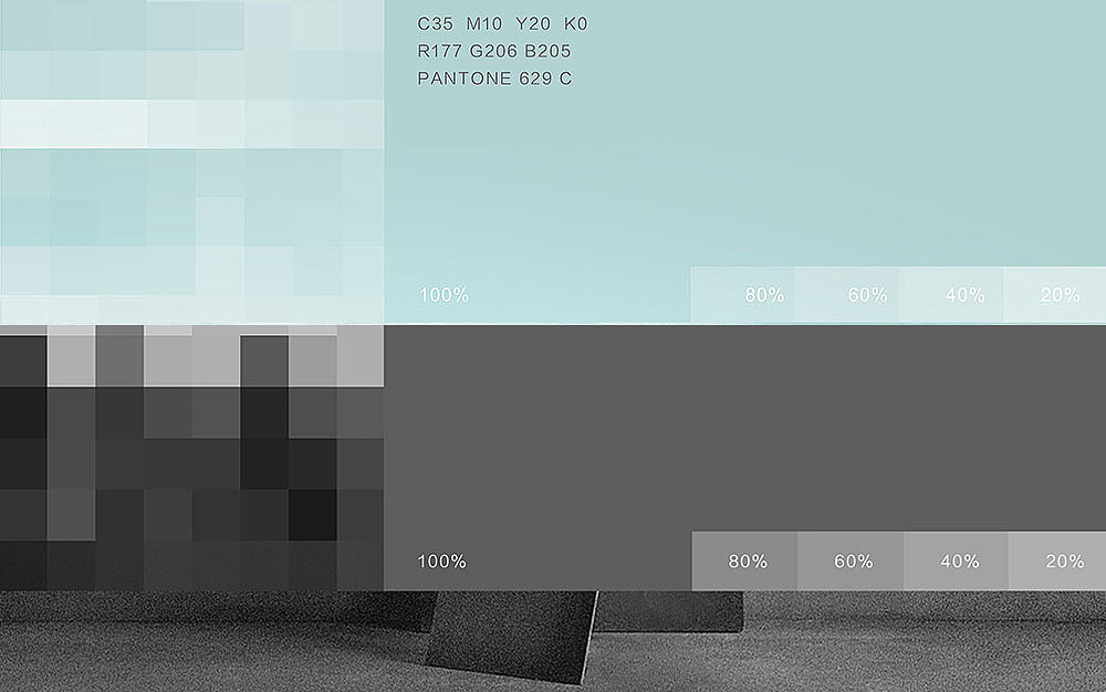 品牌的标准色调还原的是一种高雅的蓝与气质的灰,搭配起来更具时尚感与国际范。在视觉识别系统中,水蓝色形成品牌的第一视觉记忆点,更是品牌与消费者沟通的重要载体。