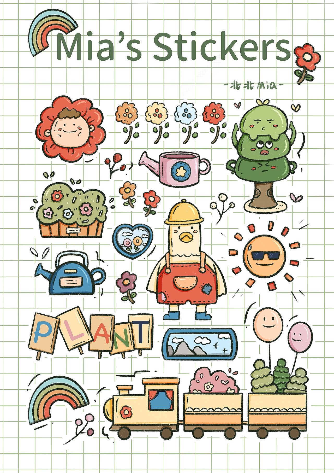 Mia’s stickers第一期（图ZMjU4MjU2NDc2） - 商业插画 - 站酷设计师北北Mia原创素材 - 站酷ZCOOL