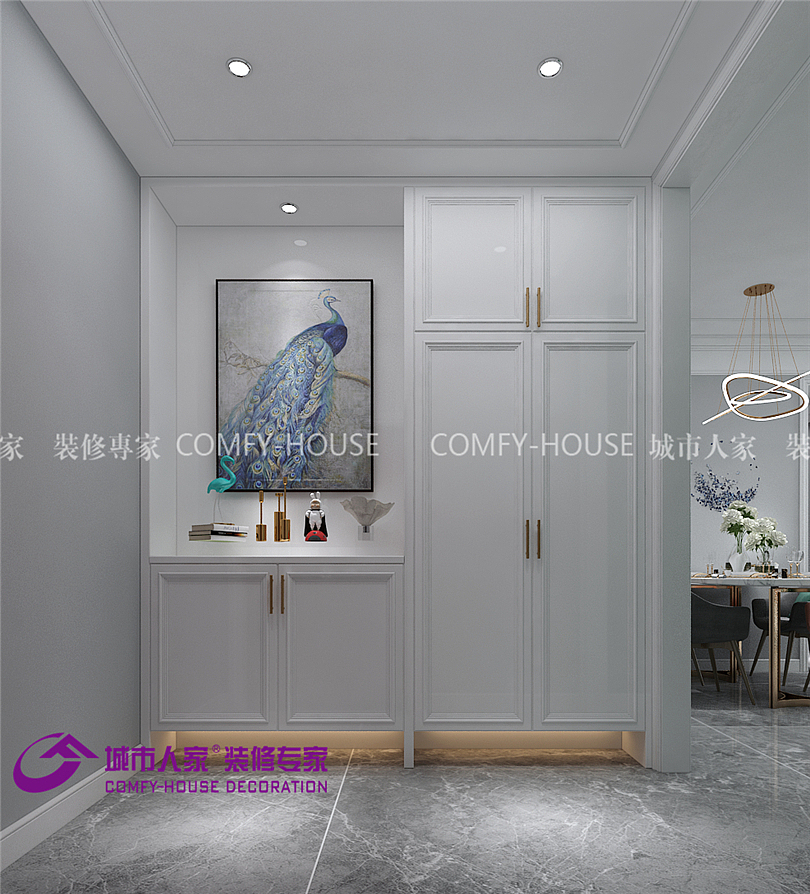 万达文旅城125平三室两厅现代美式风格装修