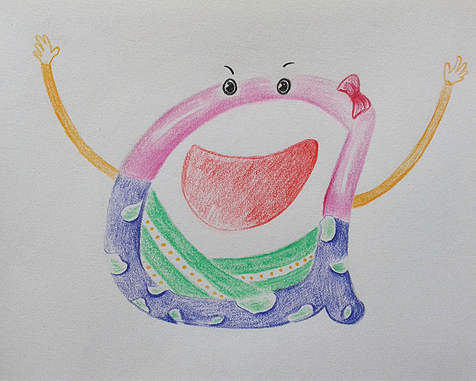 彩铅手绘 嘴巴张大aaa