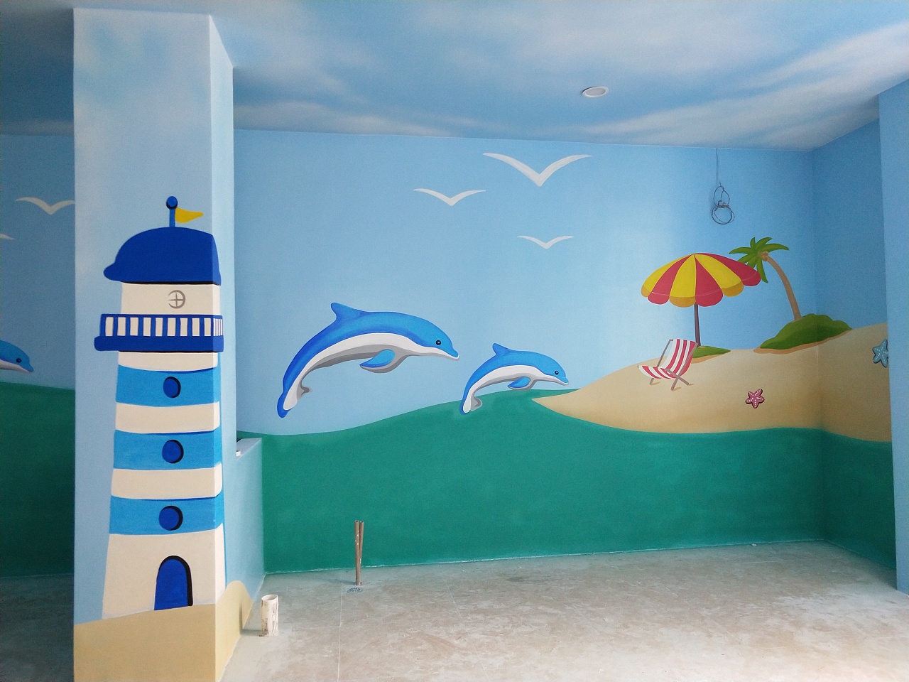 昆明游泳馆彩绘设计壁画装饰