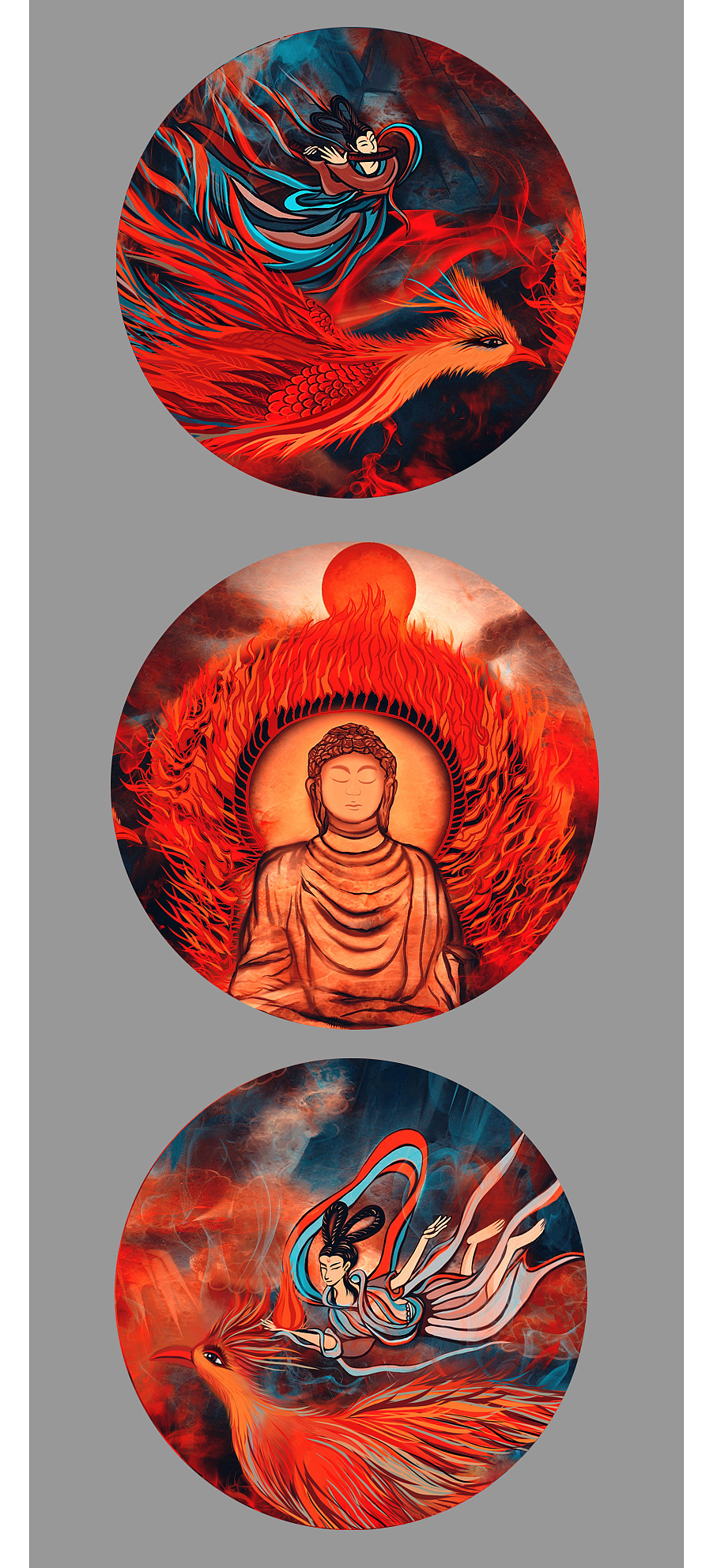 洛阳龙门石窟壁画插画