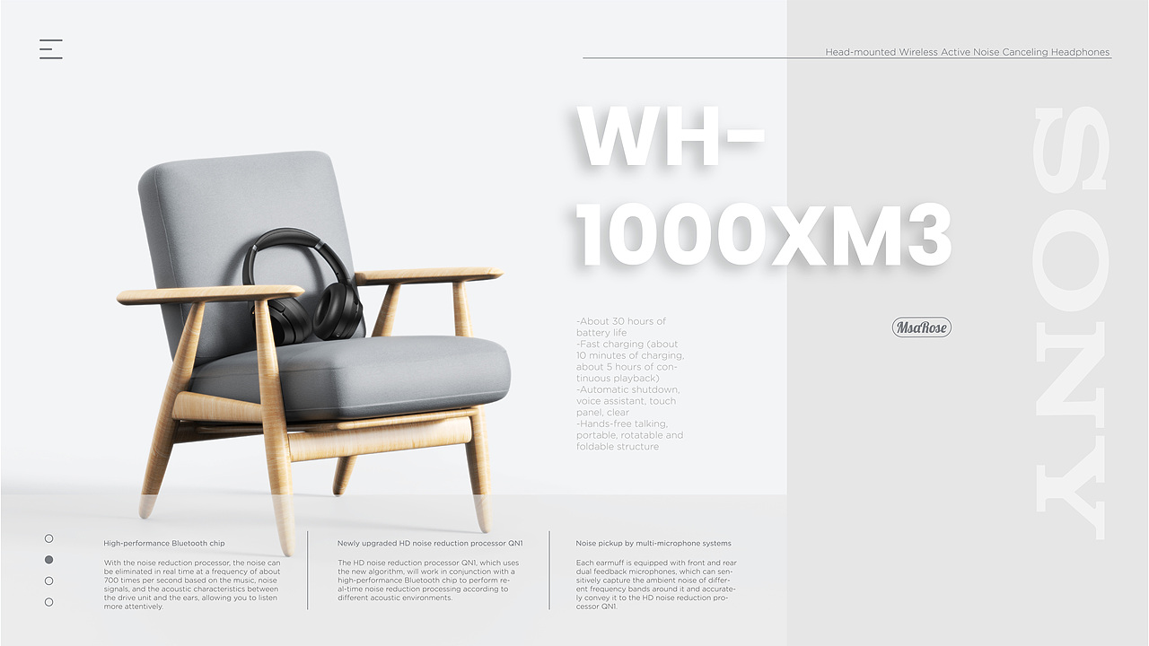 產(chǎn)品表現(xiàn) | SONY WH-1000XM3（圖ZMjU0MDM3MTA0） - 產(chǎn)品 - 站酷設(shè)計師MsaRose原創(chuàng)素材 - 站酷ZCOOL