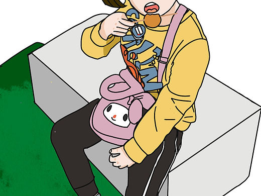 小孩在吃章鱼小丸子🐙