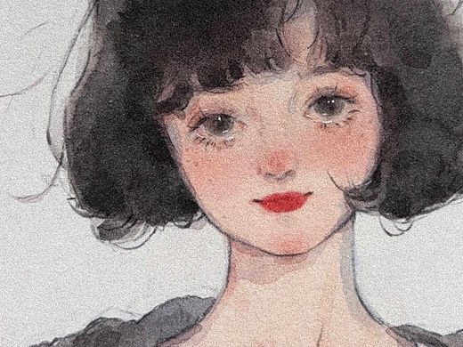 少女插画 水彩人物 手绘