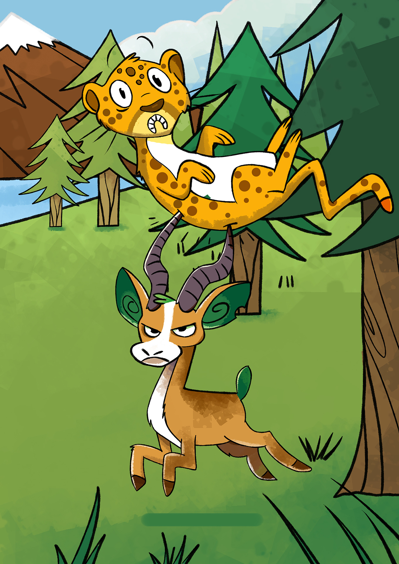 鹿和豹子|插画|儿童插画|景泰绘_原创作品-站酷zcool