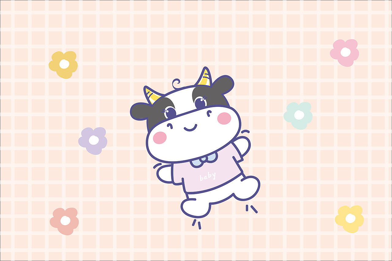 牛卡通可爱插画表情包 T恤衣服转印烫画贴定制（图ZMjUyMjUzMjk2） - 商业插画 - 站酷设计师阿茹生肖IP原创素材 - 站酷ZCOOL