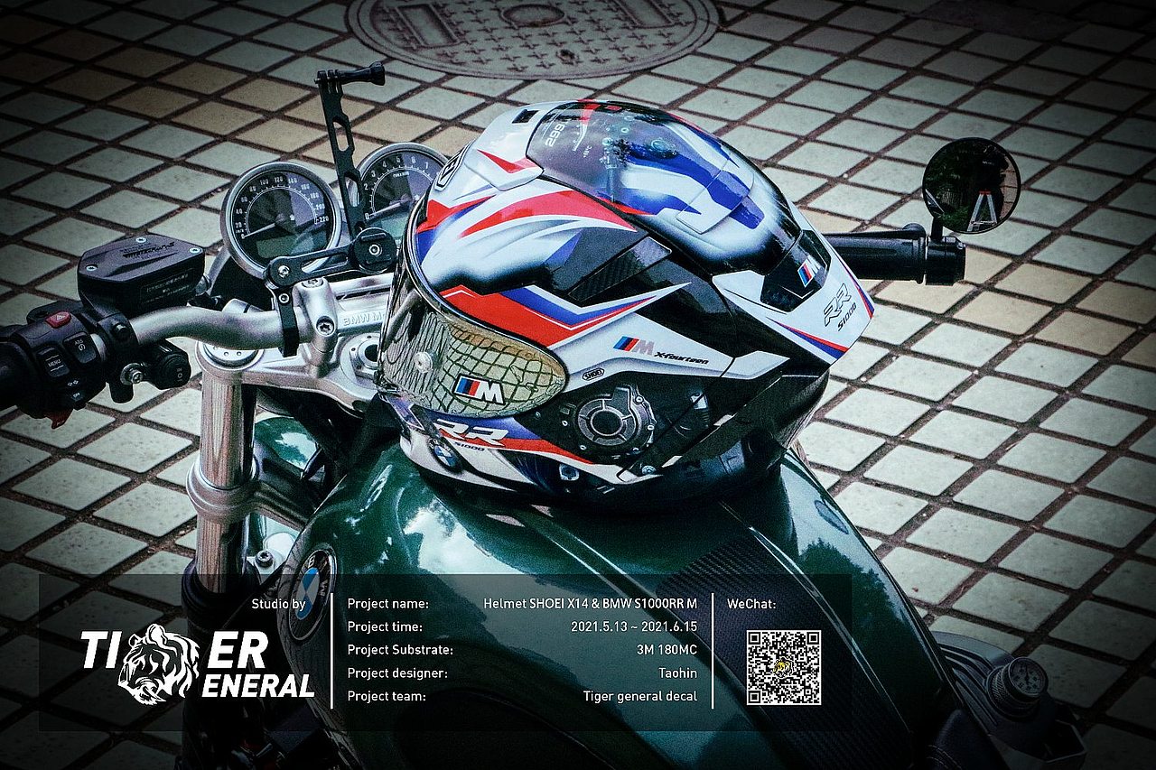 头盔涂装｜SHOEI X14 宝马摩托车机车 S1000RR M 涂装（图ZMjc1OTI5MjQ4） - 手办/模玩 - 站酷设计师虎将贴花原创素材 - 站酷ZCOOL
