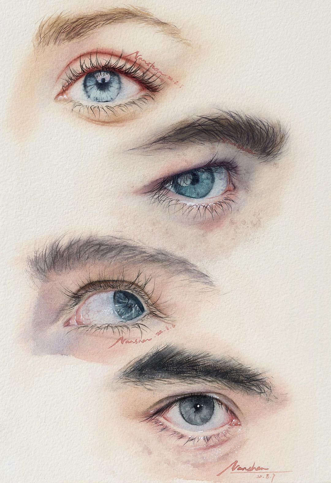 一些水彩眼睛的练习