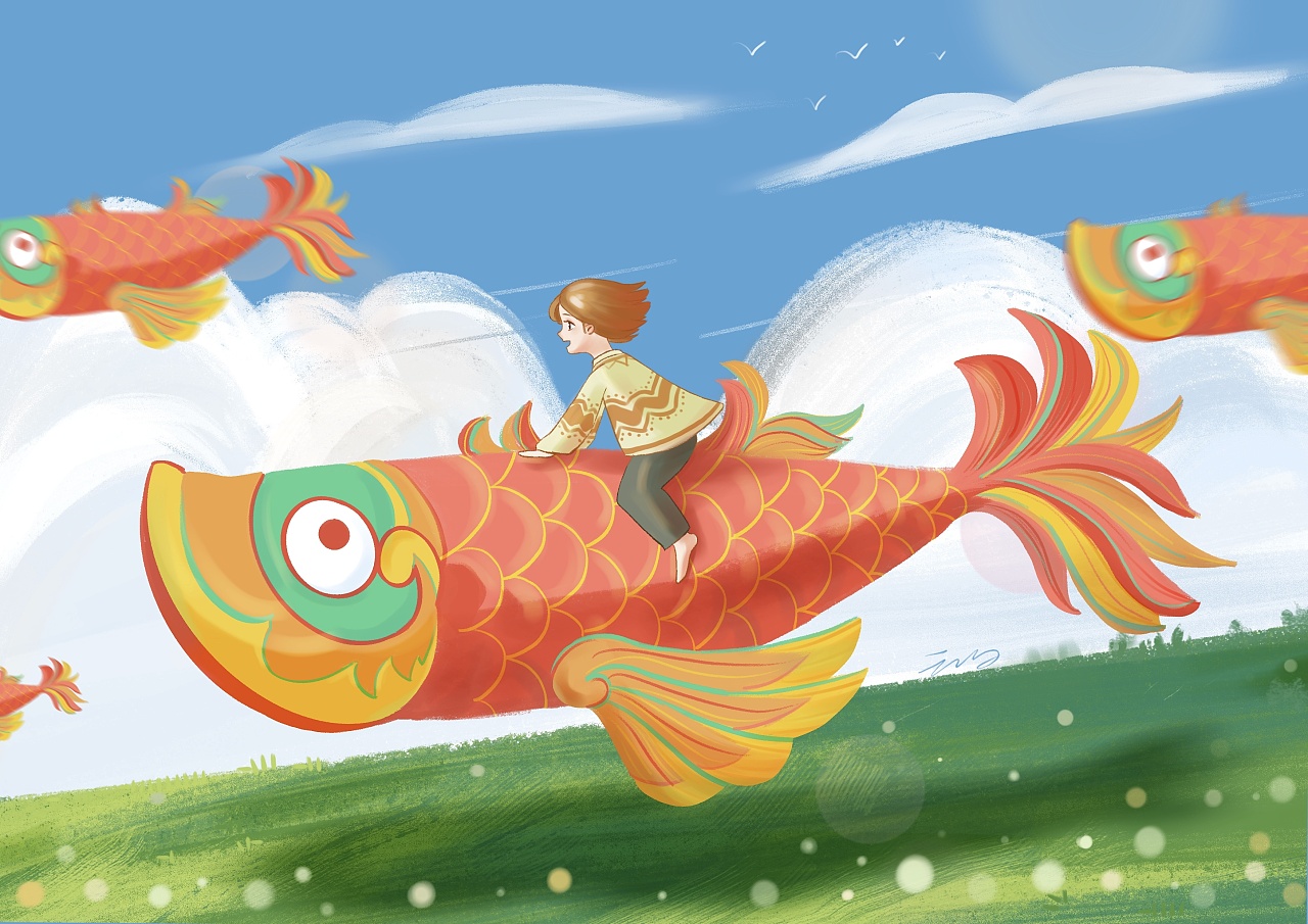 乘鱼灯|插画|儿童插画|江勺 - 原创作品 - 站酷 (zcool)