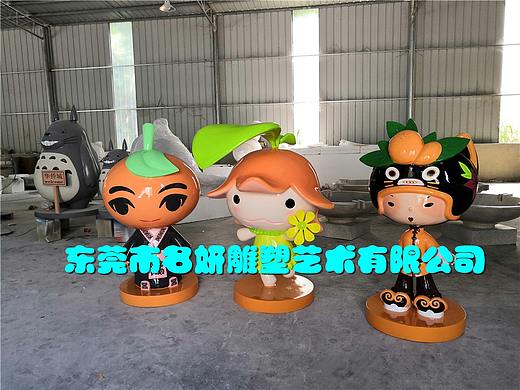 旅游品牌的知名度迎宾公仔橙子玻璃钢桔子卡通雕塑