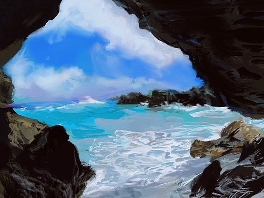 夏威夷礁石写生插画-创作习作69001年前日本kiddy cat x musio 广告