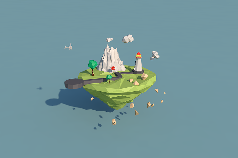 C4D-Low-Ploy低边场景（图ZNjA0Nzc4MzI=） - 场景 - 站酷设计师Ziggs原创素材 - 站酷ZCOOL