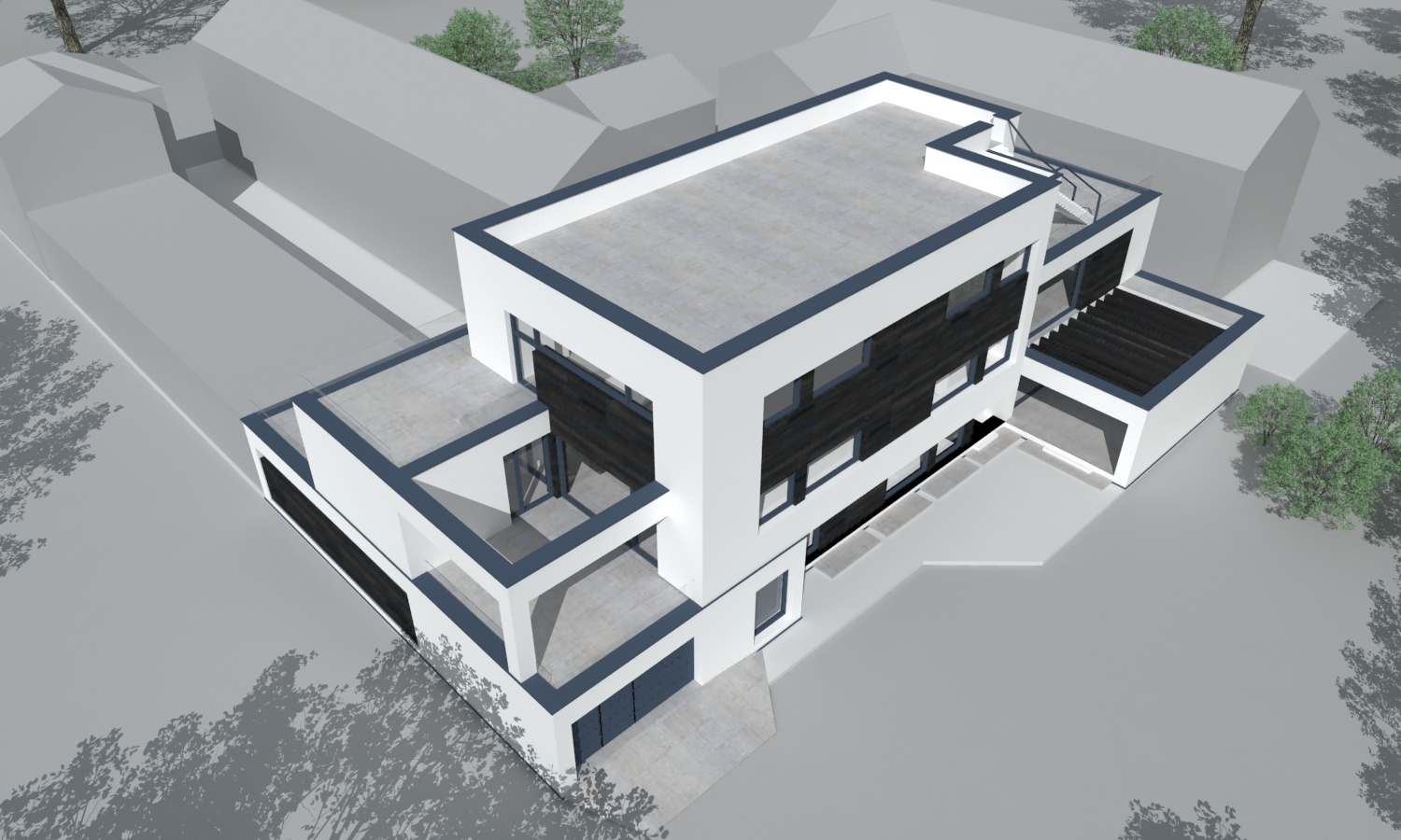 现代风黑白极简别墅设计