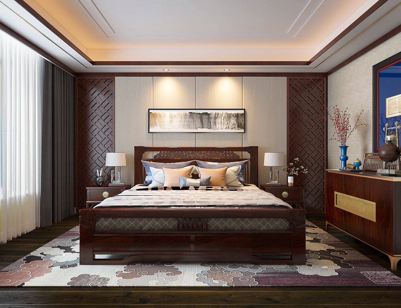 老人房整体色调以灰,褐色为主,在淡然中增添了一份成熟的韵味.