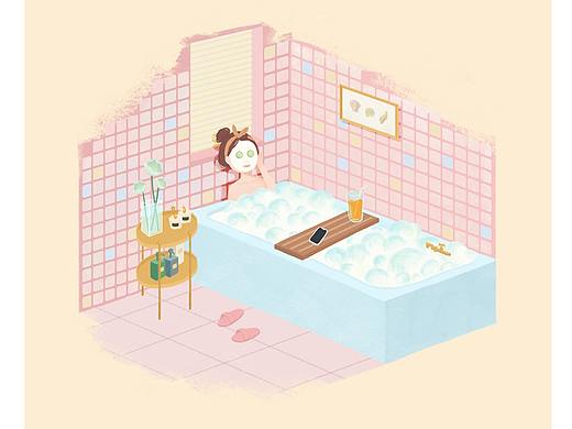 日常練習(xí)摸魚-熱水澡主題（個人主頁-ZMzI3MDUxOTY=） - 商業(yè)插畫 - 站酷設(shè)計師孟大冬原創(chuàng)素材 - 站酷ZCOOL