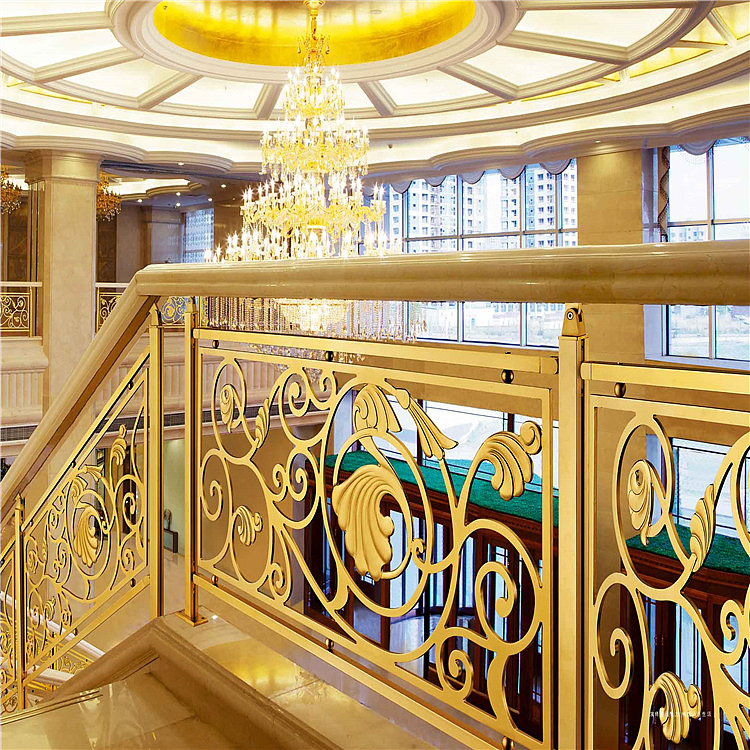 山东铜板雕刻护栏 旋转铜楼梯镀金护栏艺术特征