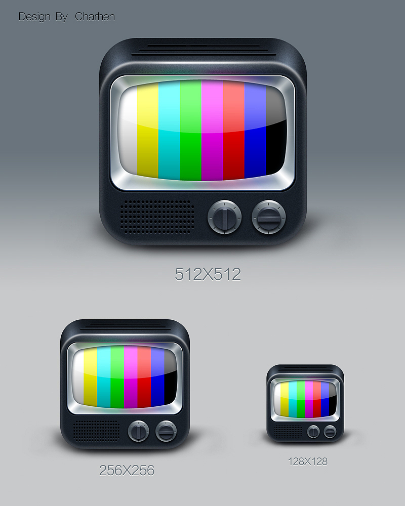 自己业余做的一个老式电视机图标