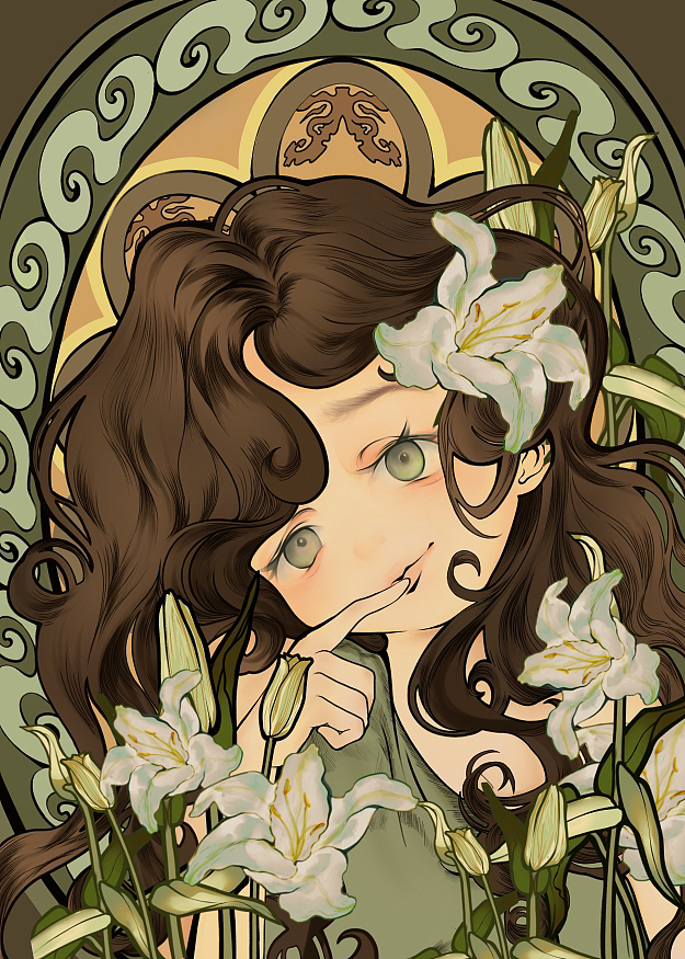 百合少女（图ZMzM5ODI4NjQw） - 商业插画 - 站酷设计师吉花原创素材 - 站酷ZCOOL