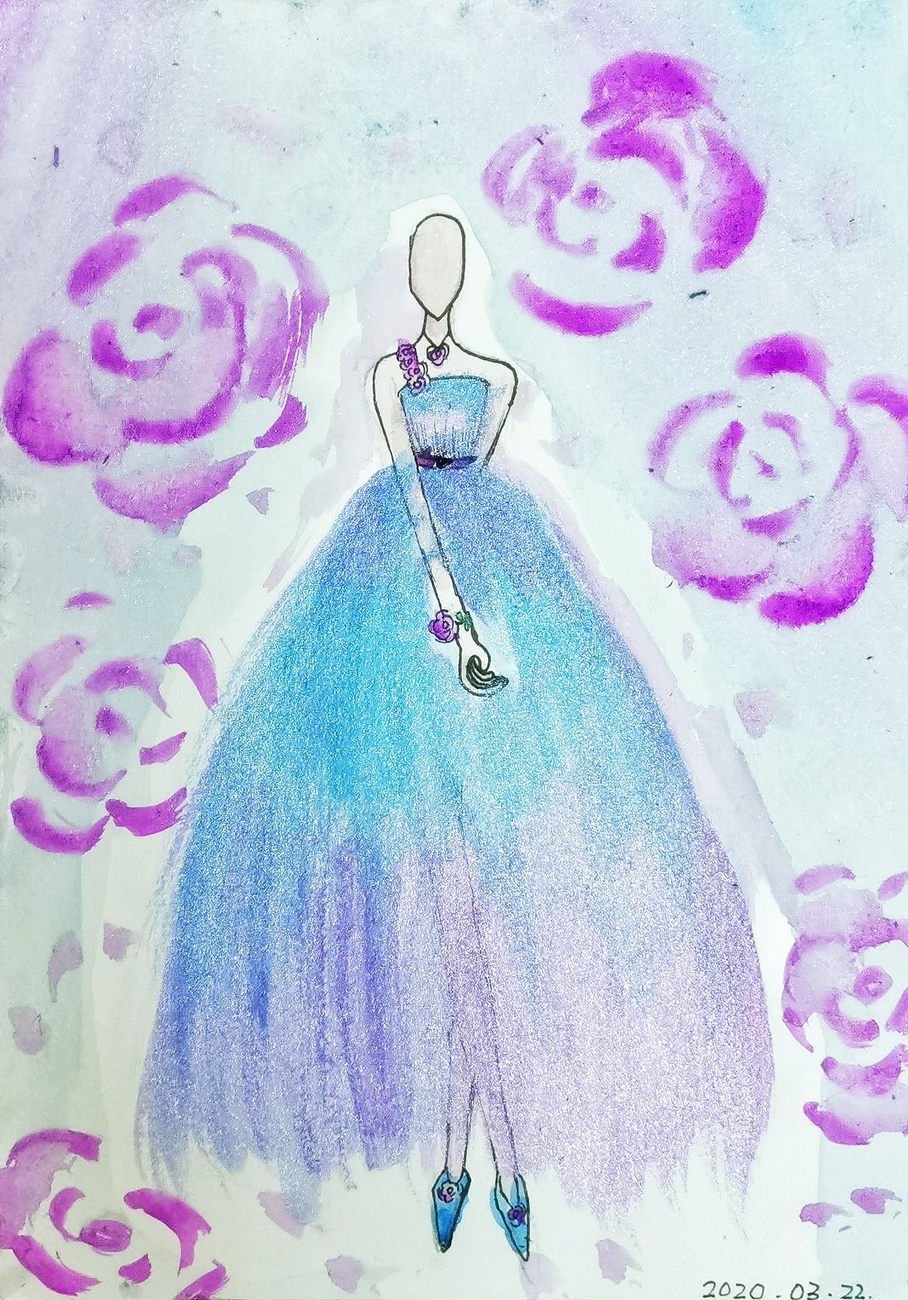 8岁小服装设计师的原创手绘