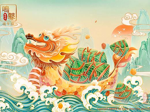 国风国潮风端午节包装插画/端午节海报插画