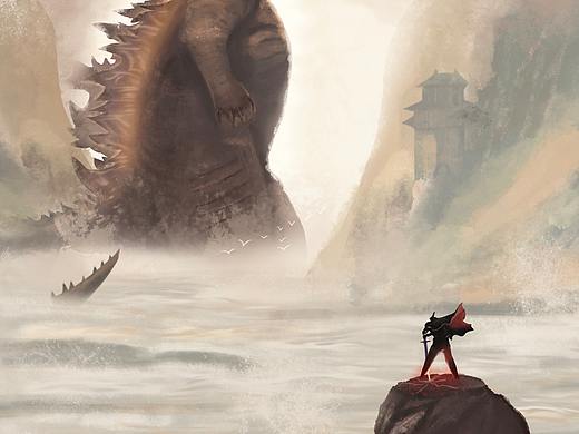 蹭个热度 画画哥斯拉